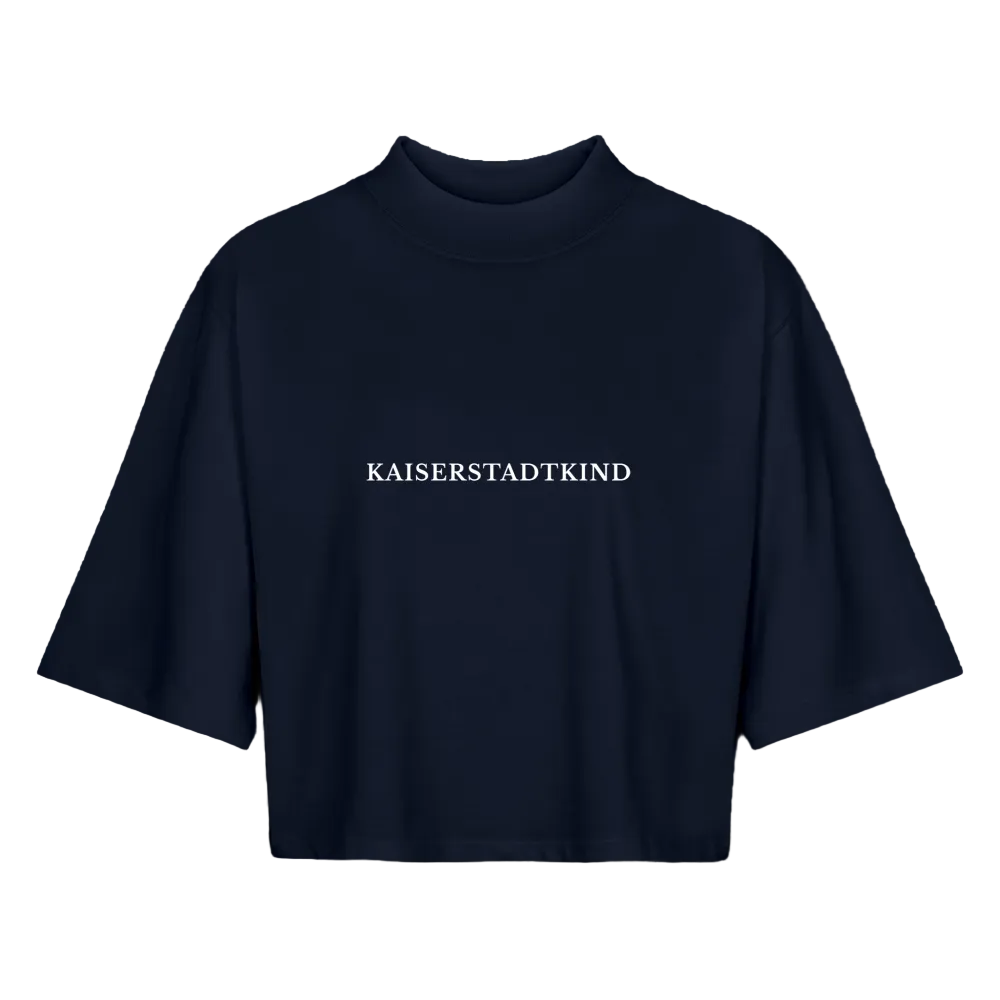 BOXY T-Shirt - White Front Script - Navy