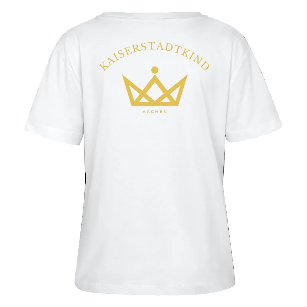 Golden Letters Round Edition - Relaxed Women’s Organic Round Neck T-shirt - Weiß