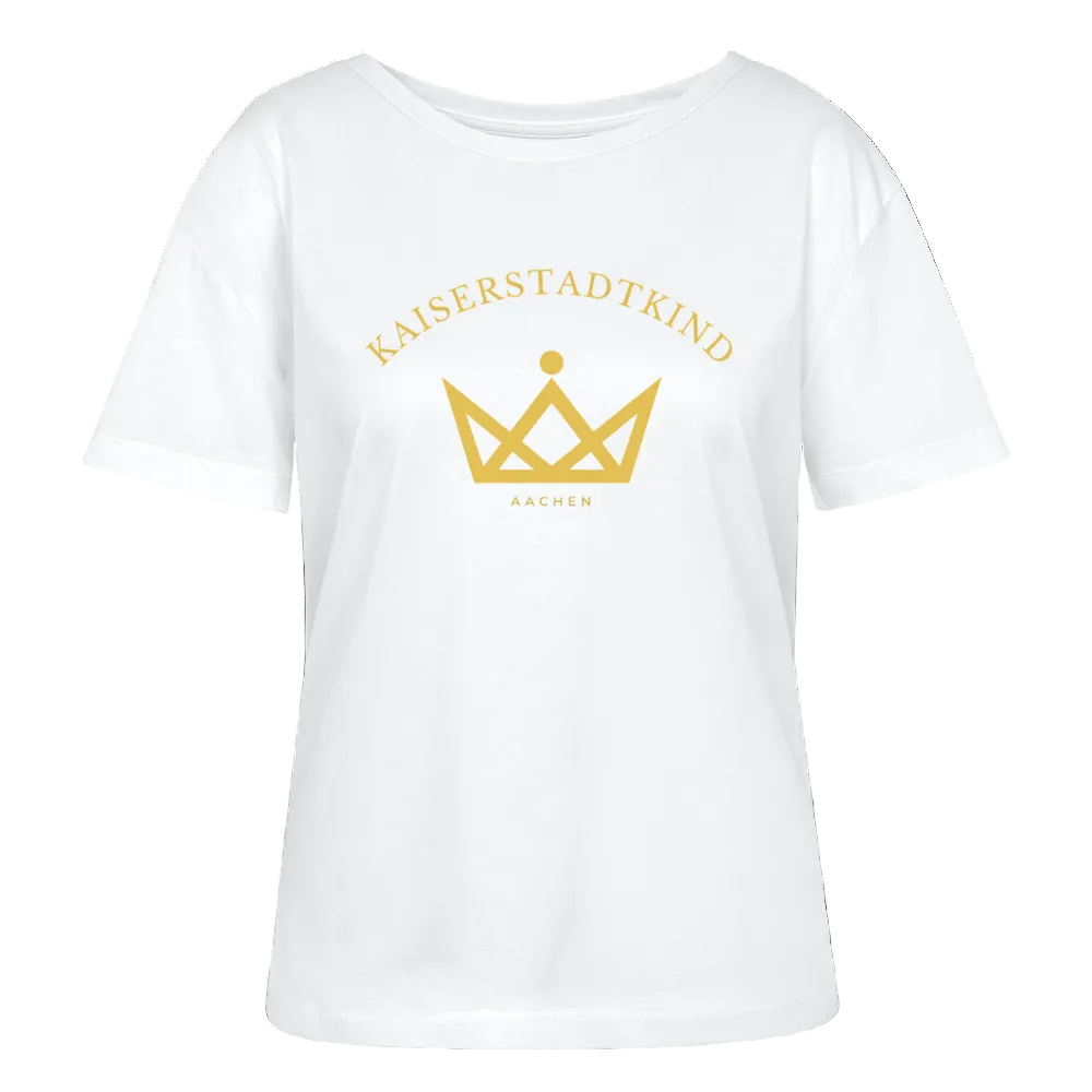 Golden Letters Round V Edition - Relaxed Women’s Organic Round Neck T-shirt - Weiß