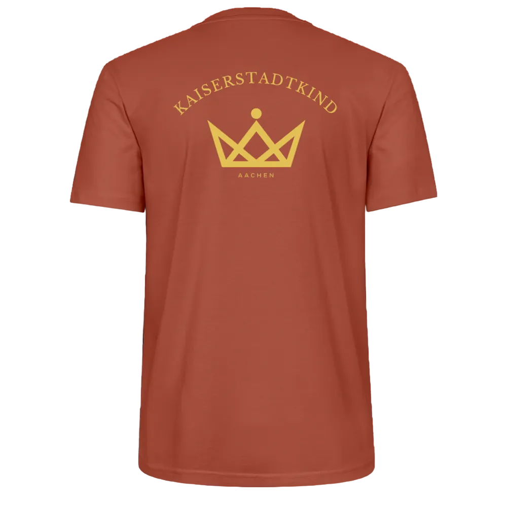 CRAFTER T-Shirt - Gold Font Script/Gold Back Round Logo - Terrakotta