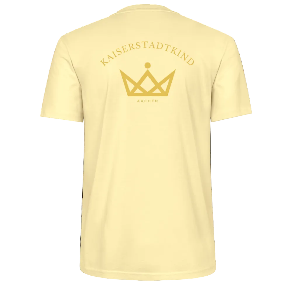 CRAFTER T-Shirt - Gold Font Script/Gold Back Round Logo - Creme