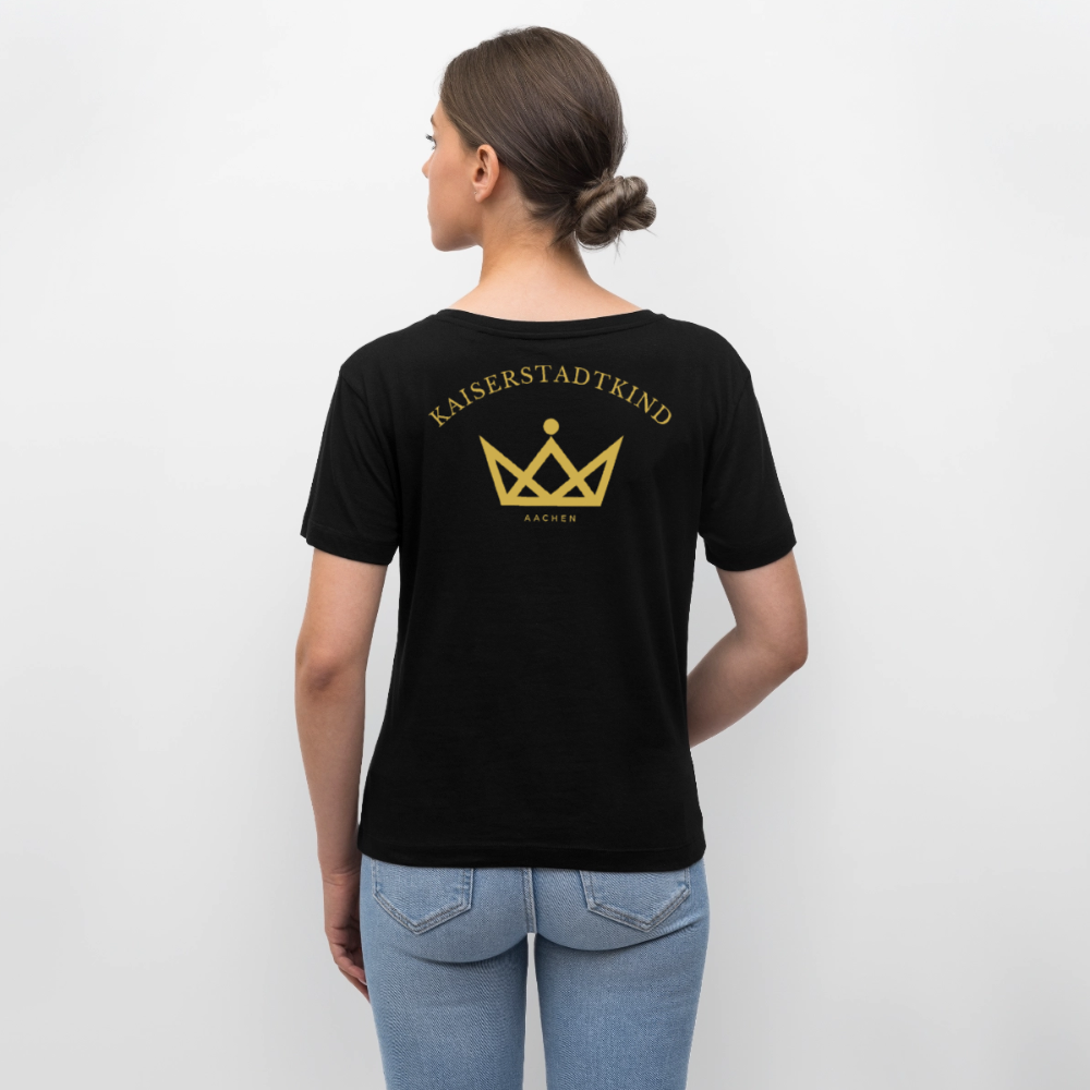 Golden Letters Round Edition - Relaxed Women’s Organic Round Neck T-shirt - Schwarz