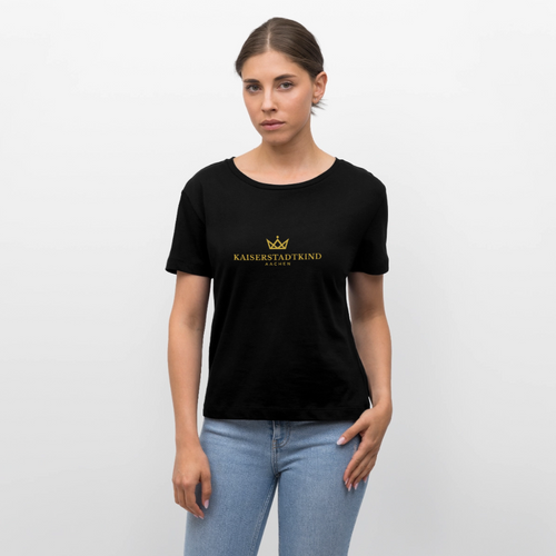 Golden Letters Edition - Relaxed Women’s Organic Round Neck T-shirt - black